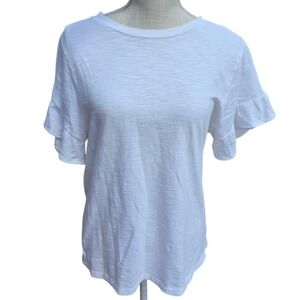 Old Navy Oversized Ruffle Sleeve T-Shirt Short Sleeve Casual Top White Tee XS